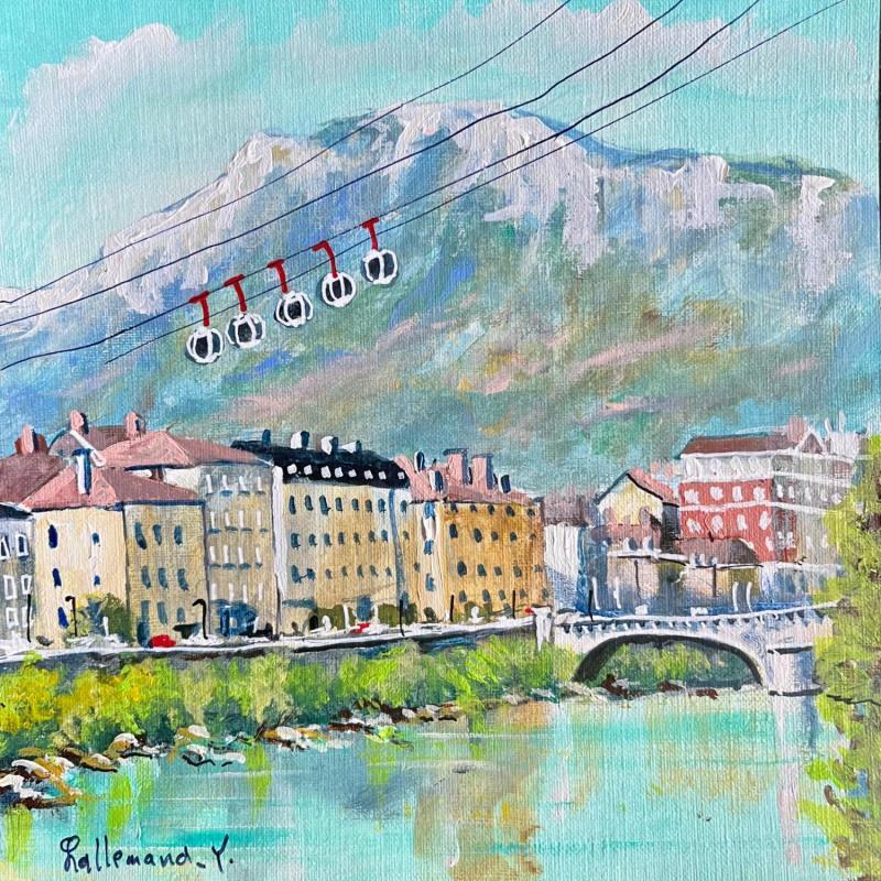 Peinture Grenoble et les bulles 4 par Lallemand Yves | Tableau Figuratif Urbain Acrylique