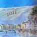 Peinture Grenoble et les bulles 2 par Lallemand Yves | Tableau Figuratif Urbain Acrylique