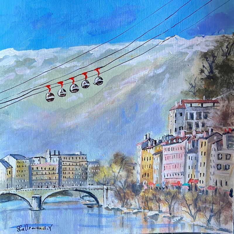 Painting Grenoble et les bulles 2 by Lallemand Yves | Painting Figurative Urban Acrylic