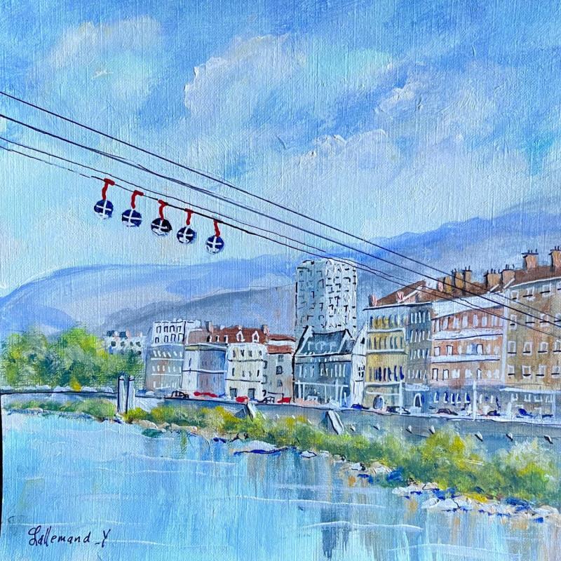 Peinture Grenoble et les bulles 4 par Lallemand Yves | Tableau Figuratif Urbain Acrylique