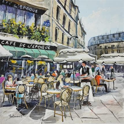 Painting Café de l'époque by Lallemand Yves | Painting Figurative Acrylic Urban