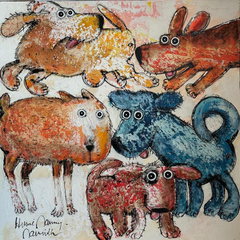 Painting Gang of Dogs by Maury Hervé | Painting Raw art Animals