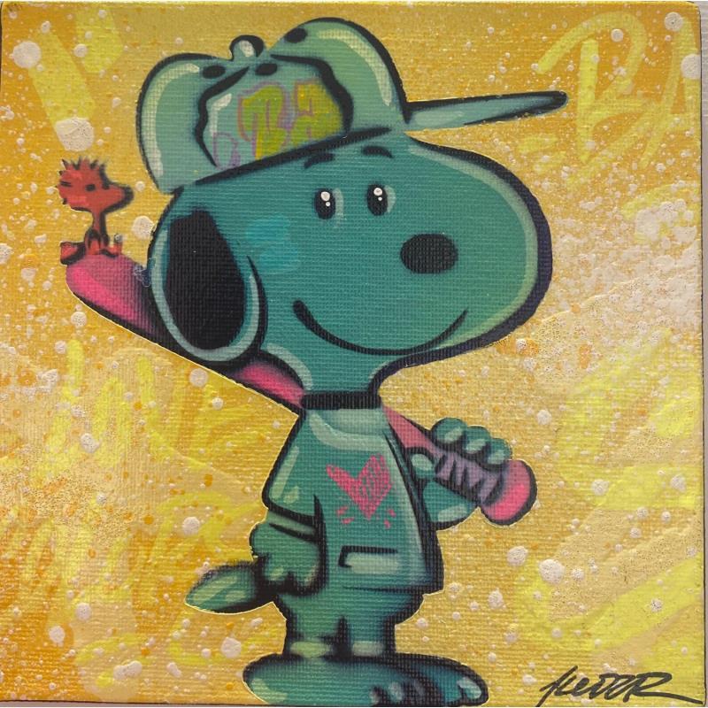 Gemälde SNOOP BASEBALL POP von Kedarone | Gemälde Pop-Art Pop-Ikonen Graffiti Acryl