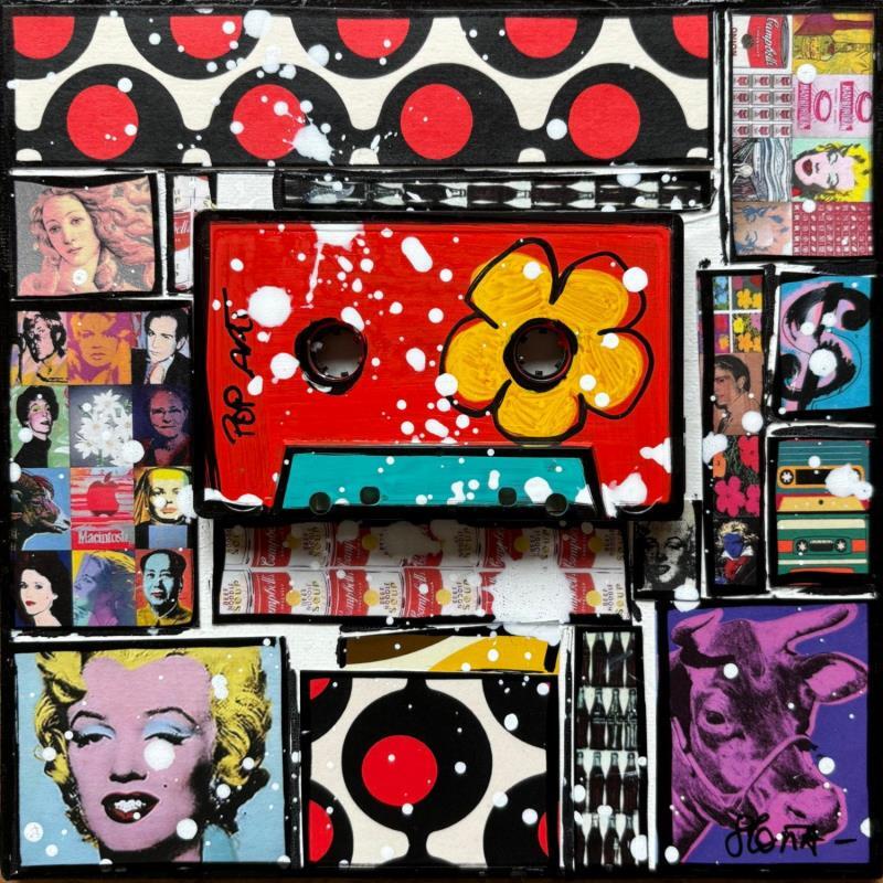 Painting POP K7 (red) by Costa Sophie | Painting Pop-art Pop icons Acrylic Gluing Upcycling