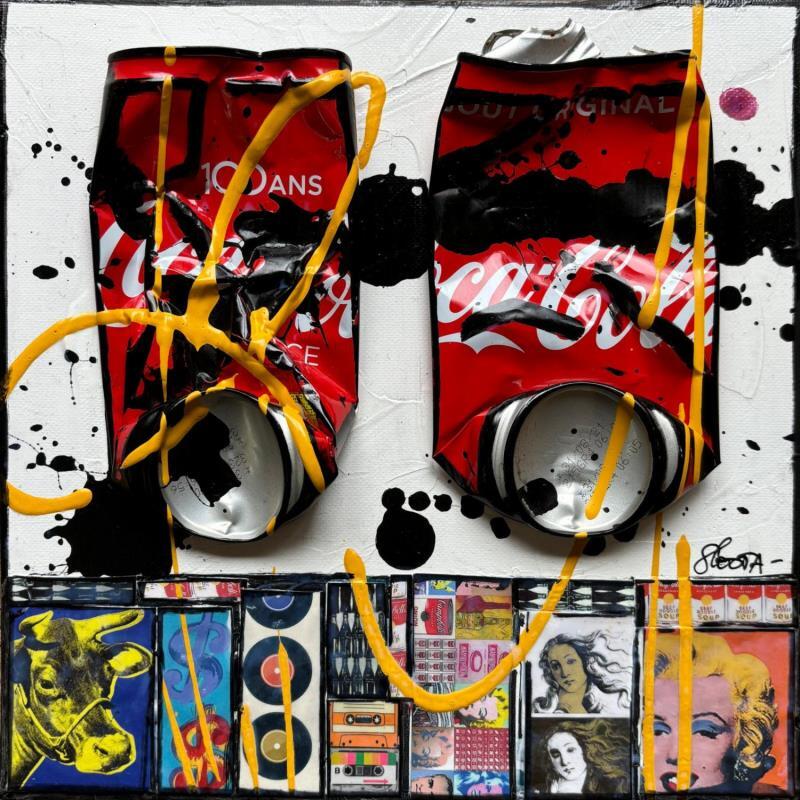 Peinture POP COKE par Costa Sophie | Tableau Pop-art Icones Pop Acrylique Collage Upcycling