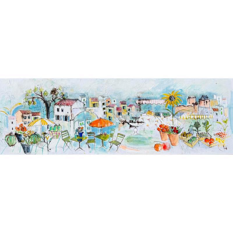 Gemälde Saveur du Sud von Colombo Cécile | Gemälde Naive Kunst Aquarell Acryl Collage Tinte Pastell