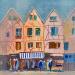 Peinture Houses par Korneeva Olga | Tableau Art naïf Urbain Scènes de vie Architecture Huile