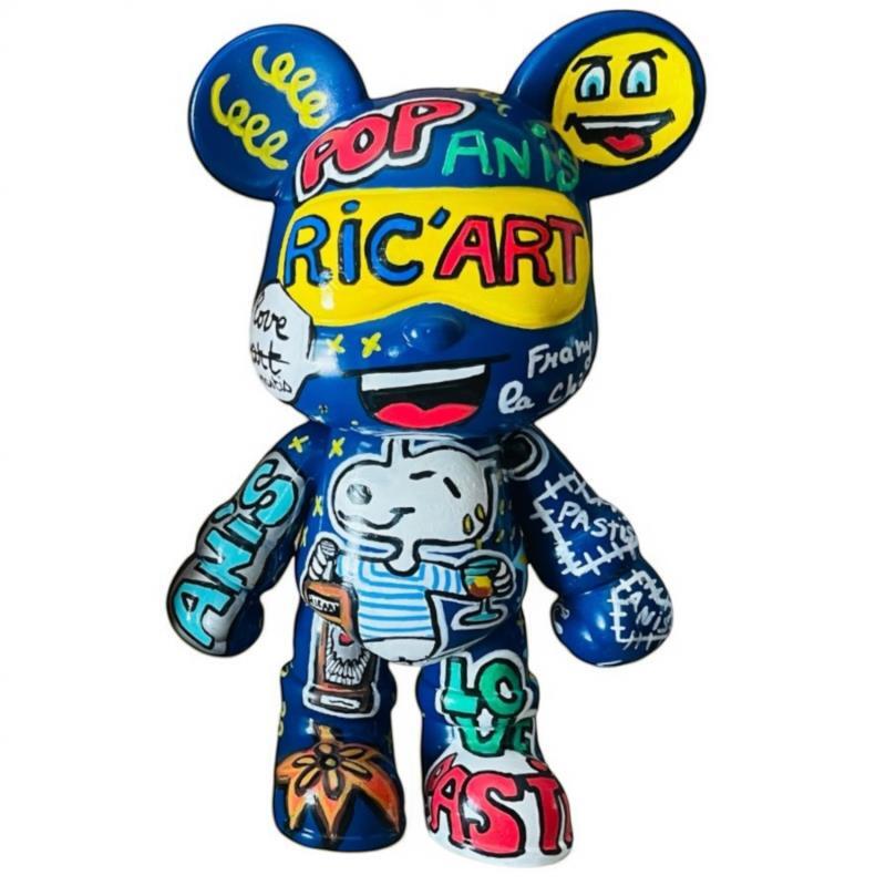 Sculpture BEAR 30cm RICARD modèle unique  par Frany La Chipie | Sculpture Pop-art Icones Pop Graffiti Posca