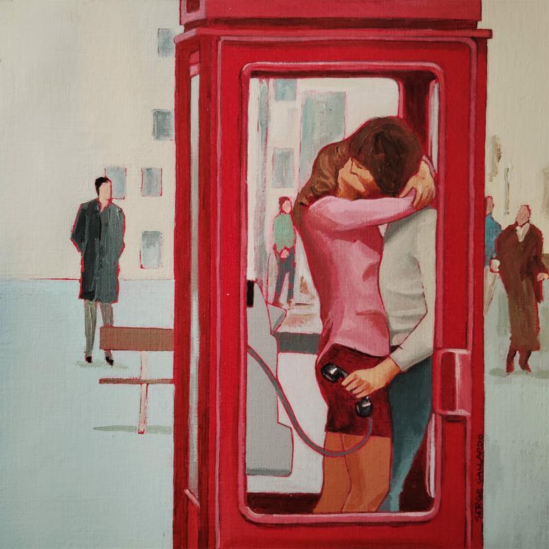 Peinture Pénélope va téléphoner... par Gallardo Serge | Tableau Figuratif Scènes de vie Acrylique