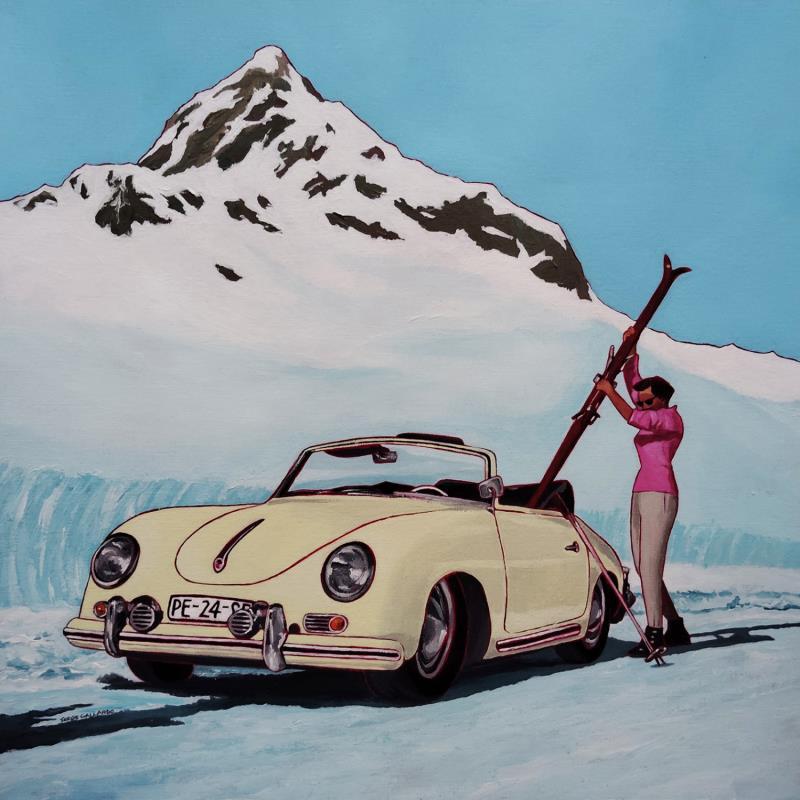 Gemälde Pénélope arrive à Megève... von Gallardo Serge | Gemälde Figurativ Alltagsszenen Acryl