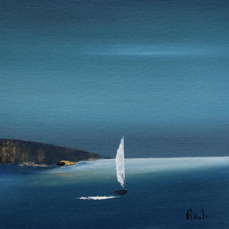 Painting Echappée solitaire 67 by Roussel Marie-Ange et Fanny | Painting Figurative Marine Minimalist Oil