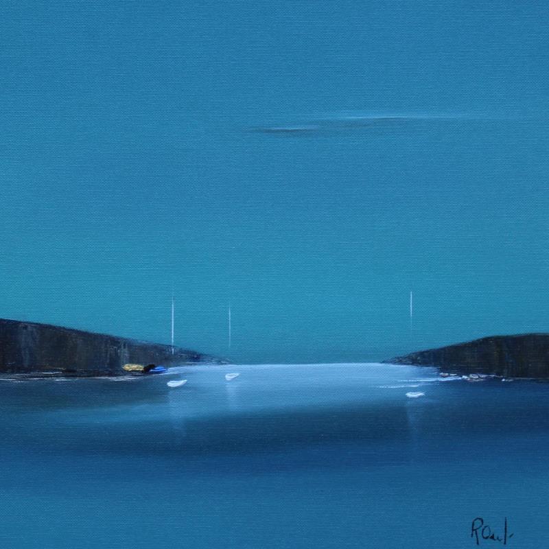 Painting Horizon marin 67 by Roussel Marie-Ange et Fanny | Painting Figurative Marine Minimalist Oil