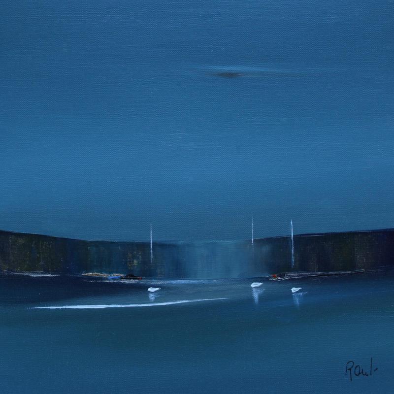 Painting Ambiance marine 67 by Roussel Marie-Ange et Fanny | Painting Figurative Marine Minimalist Oil