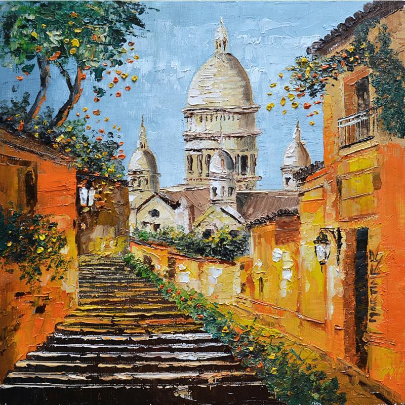 Gemälde Corazón de Montmartre von Rodriguez Rio Martin | Gemälde Impressionismus Öl Urban