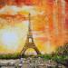 Peinture Paris Rouge par Rodriguez Rio Martin | Tableau Impressionnisme Urbain Huile