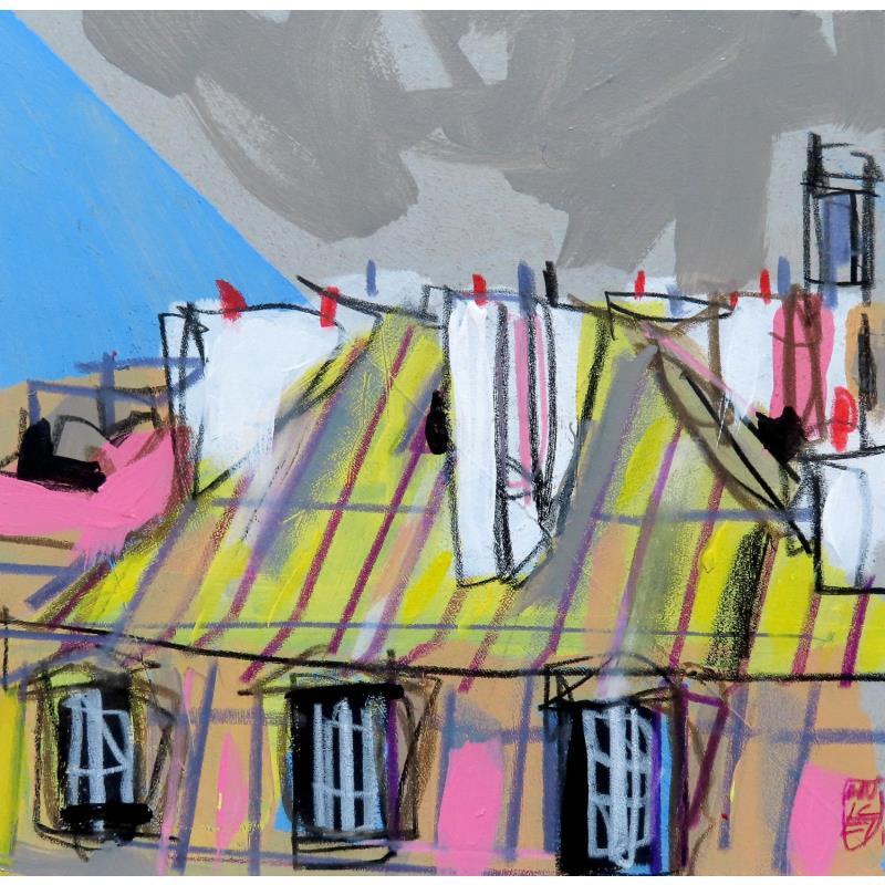 Painting Mon refuge by Anicet Olivier | Painting Figurative Acrylic, Pastel Architecture, Pop icons, Urban