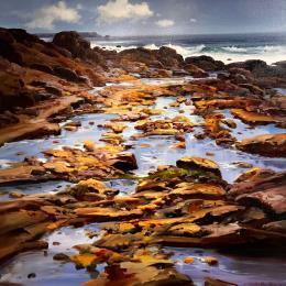 Painting Marea baja (Cantabrico) by Cabello Ruiz Jose | Painting Figurative Oil