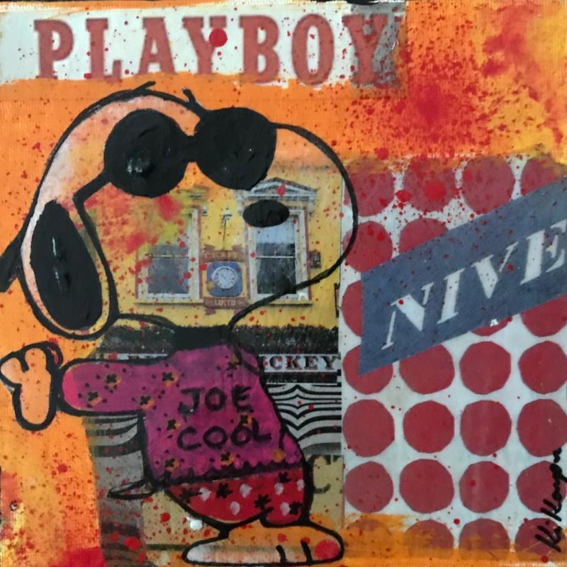 Gemälde Snnopy playboy von Kikayou | Gemälde Pop-Art Pop-Ikonen Graffiti Acryl Collage