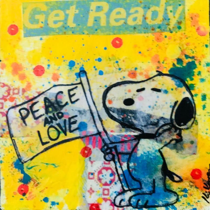 Gemälde Snoopy peace von Kikayou | Gemälde Pop-Art Pop-Ikonen Graffiti Acryl Collage