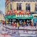 Peinture CAFE VENTURA RUE DES MARTYRS A PARIS par Euger | Tableau Figuratif Société Urbain Scènes de vie Acrylique