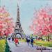 Peinture PRINTEMPS A LA TOUR EIFFEL par Euger | Tableau Figuratif Paysages Urbain Scènes de vie Acrylique