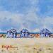 Painting PARASOLS A CABOURG by Euger | Painting Figurative Landscapes Marine Life style Acrylic