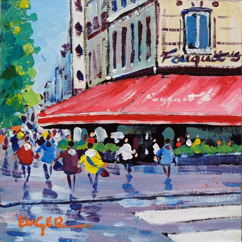 Painting CHAMPS ELYSEES APRES LA PLUIE by Euger | Painting Figurative Acrylic Life style, Society, Urban