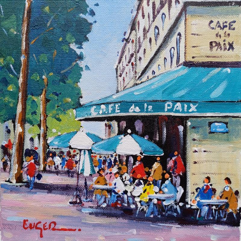 Peinture BOULEVARD DES CAPUCINES A PARIS par Euger | Tableau Figuratif Société Urbain Scènes de vie Acrylique