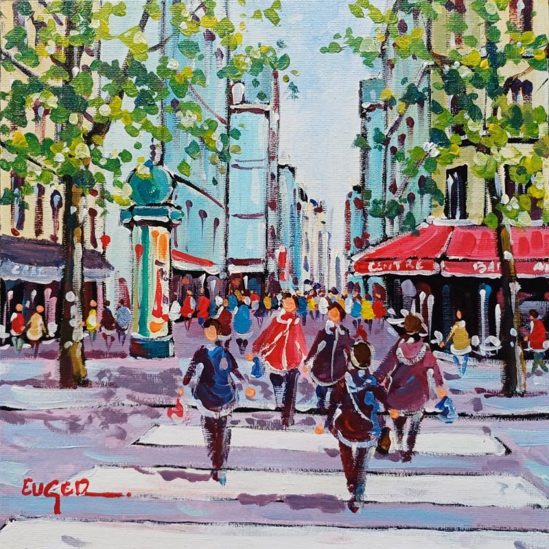 Gemälde BOULEVARD DE SEBASTOPOL A PARIS von Euger | Gemälde Figurativ Gesellschaft Urban Alltagsszenen Acryl