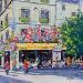 Gemälde TERRASSE RUE DES ABBESSES A MONTMARTRE von Euger | Gemälde Figurativ Gesellschaft Urban Alltagsszenen Acryl