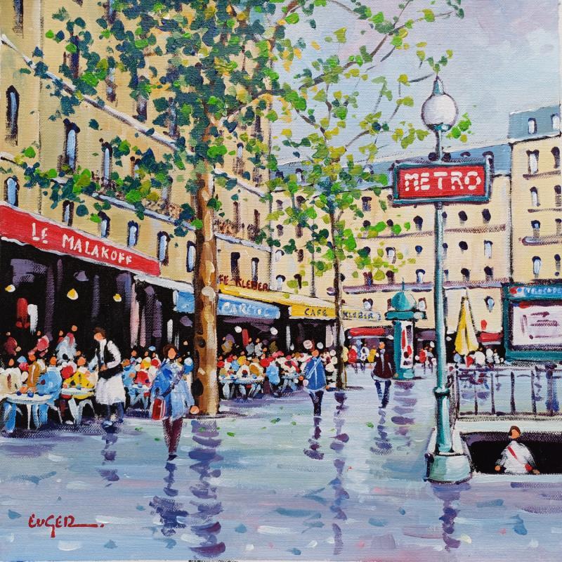 Gemälde PLACE DU TROCADERO A PARIS von Euger | Gemälde Figurativ Gesellschaft Urban Alltagsszenen Acryl