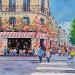 Gemälde RUE DE RIVOLI A PARIS von Euger | Gemälde Figurativ Gesellschaft Urban Alltagsszenen Acryl