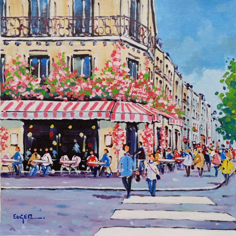 Gemälde RUE DE RIVOLI A PARIS von Euger | Gemälde Figurativ Gesellschaft Urban Alltagsszenen Acryl