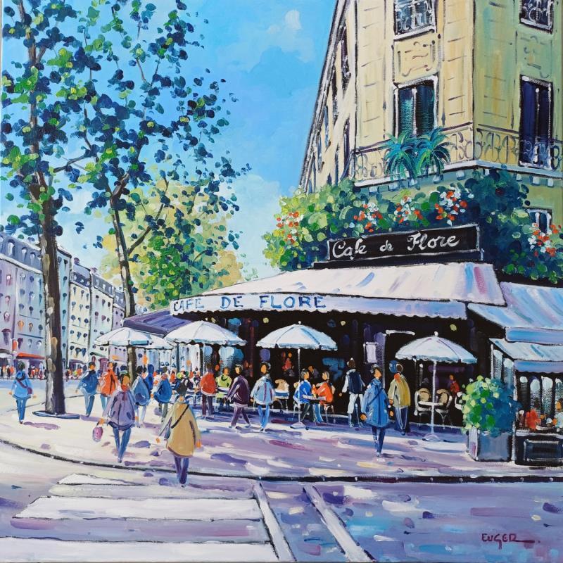 Painting APRES MIDI AU CAFE DE FLORE by Euger | Painting Figurative Society Urban Life style Oil