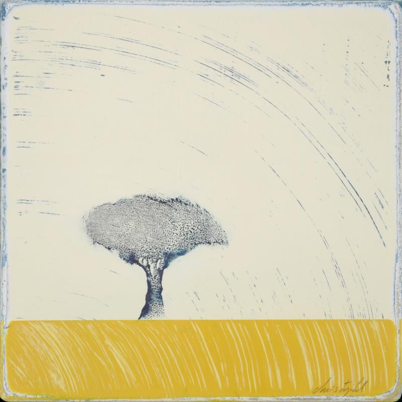 Gemälde Comme un jaune arborescent #392 von ChristophL | Gemälde Figurativ Landschaften Minimalistisch Holz Acryl Tinte