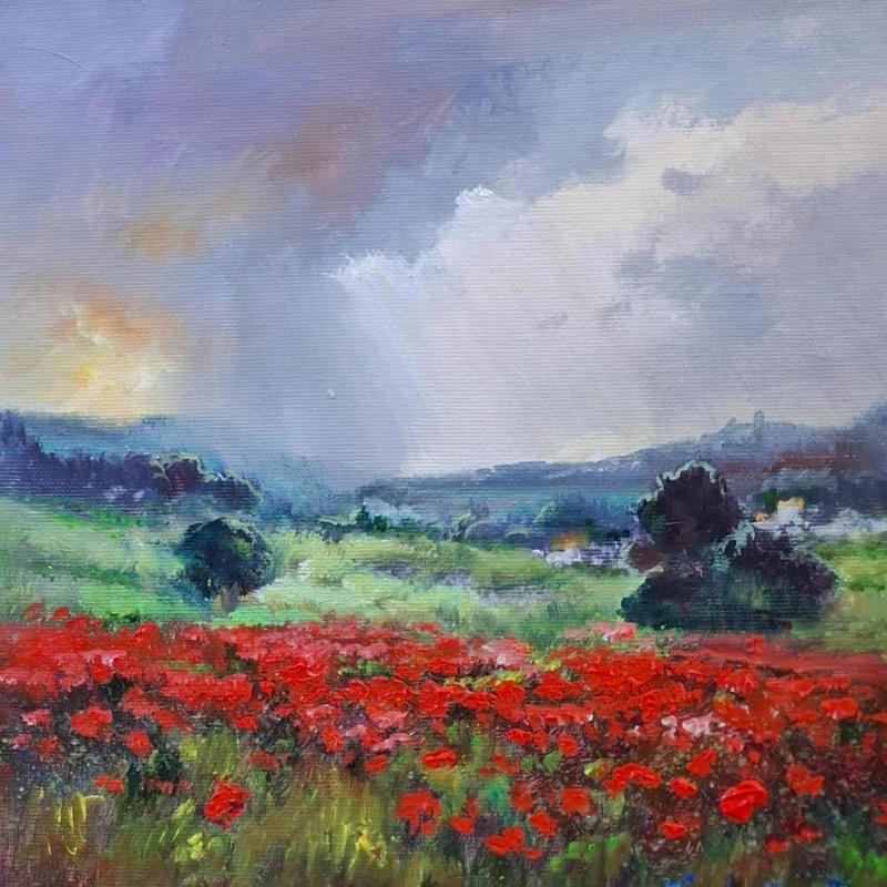 Peinture Amapolas par Cabello Ruiz Jose | Tableau Figuratif Paysages Huile