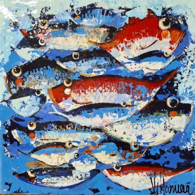Painting Familia de peces by Villanueva Puigdelliura Natalia | Painting Figurative