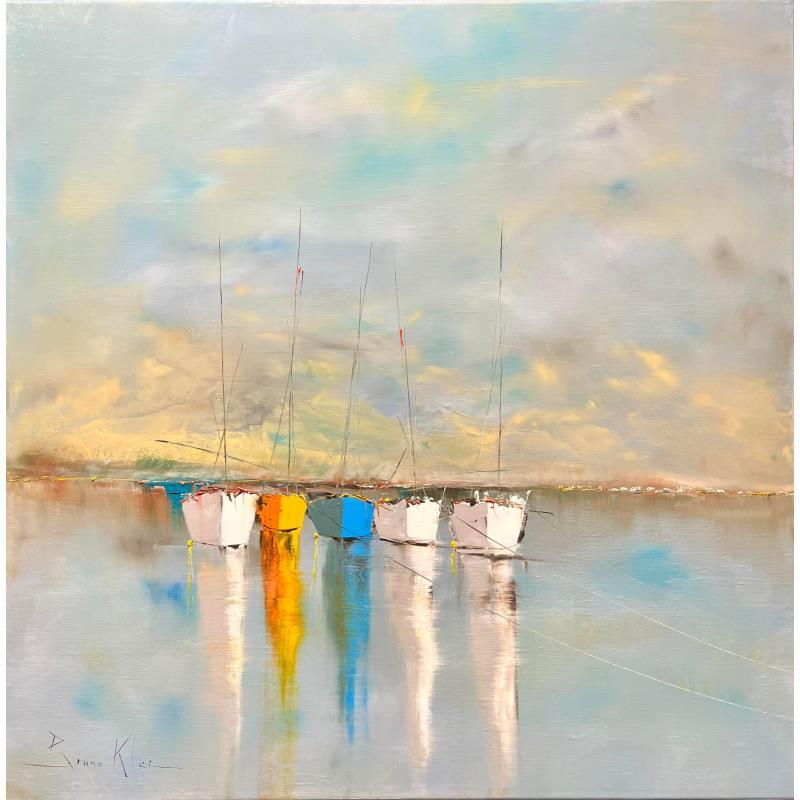 Painting Lorsque le soleil s'en va  by Klein Bruno | Painting Figurative Oil Marine