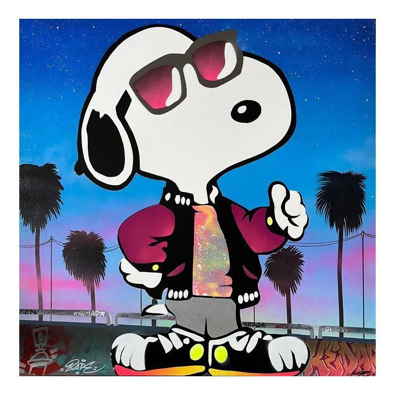 Peinture Snoopy Good Mood par Kedarone | Tableau Pop-art Icones Pop Graffiti Acrylique