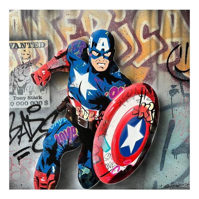 Peinture American Vandal par Kedarone | Tableau Pop-art Icones Pop Graffiti Acrylique