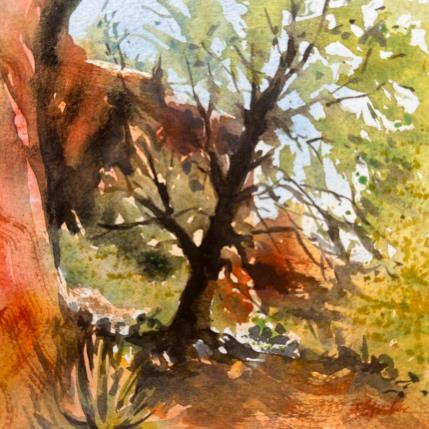 Painting Sedona 229 by Seruch Capouillez Isabelle | Painting Figurative Watercolor Landscapes, Nature