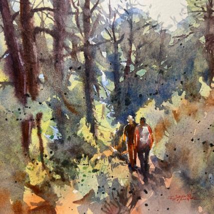 Painting Sedona 230 by Seruch Capouillez Isabelle | Painting Figurative Watercolor Urban