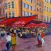 Painting Brasserie Le Grillon à Aix en provence  by Degabriel Véronique | Painting Impressionism Landscapes Urban Life style Oil