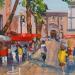 Painting Place de l'archevêché à Aix en Provence  by Degabriel Véronique | Painting Impressionism Landscapes Urban Life style Oil