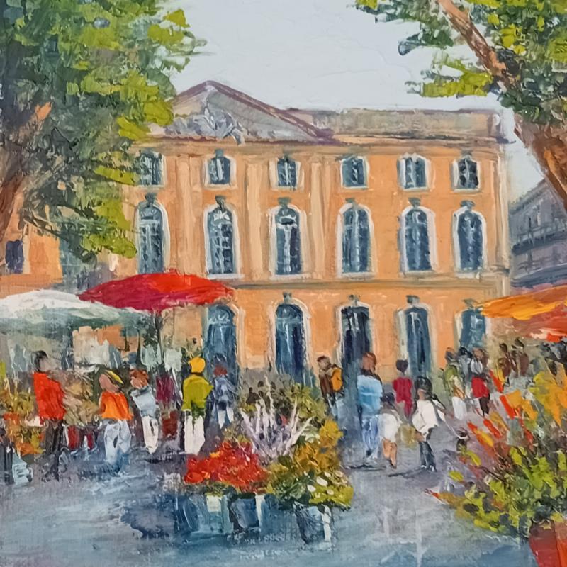 Peinture Place de l'hôtel de ville à Aix en Provence  par Degabriel Véronique | Tableau Impressionnisme Paysages Urbain Scènes de vie Huile