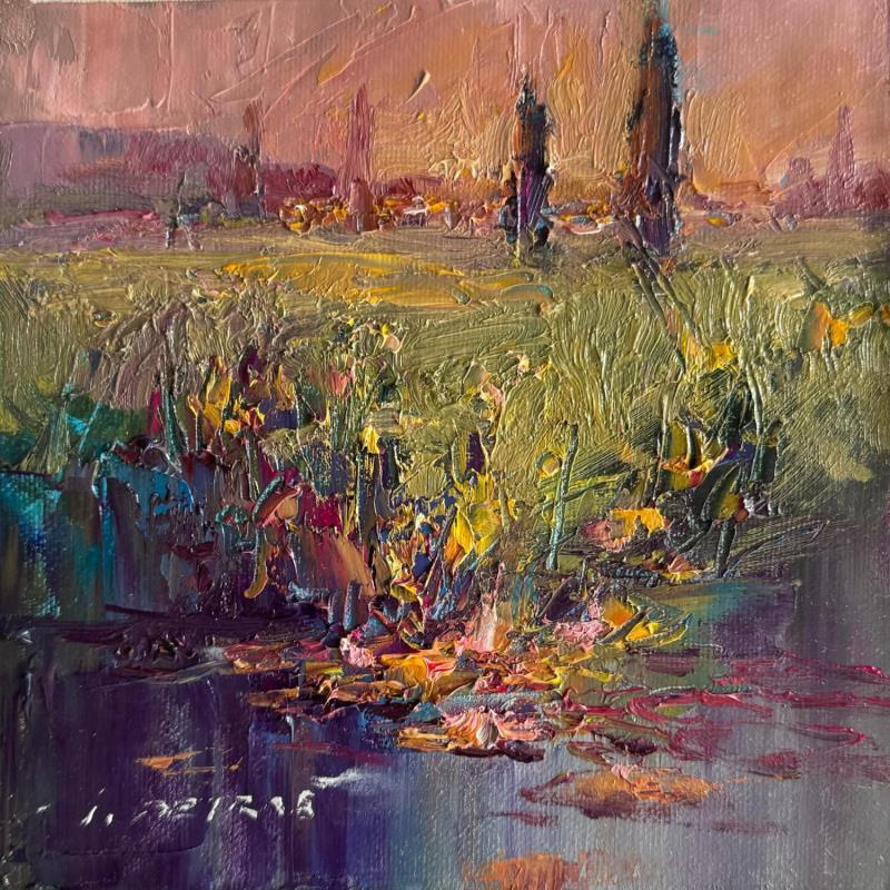 Painting F2 Sunset in the Meadow 107-17018-20240913-9 by Petras Ivica | Painting Impressionism Landscapes Oil