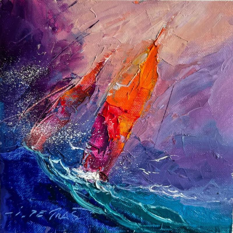 Painting F2 Seaguls among Sailboats107-17018-20240913-11 by Petras Ivica | Painting Impressionism Nature Oil