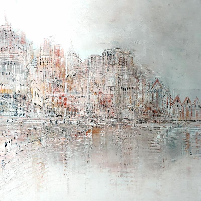 Peinture Reflets dans le canal par Levesque Emmanuelle | Tableau Huile