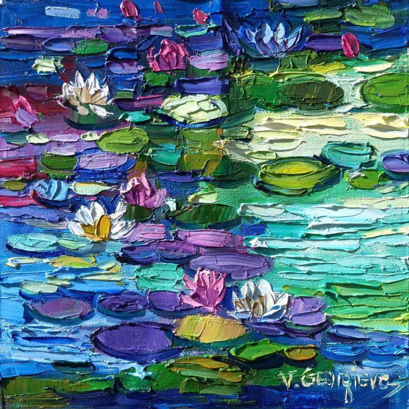 Painting Blue lilies by Georgieva Vanya | Painting Figurative Oil Landscapes, Pop icons