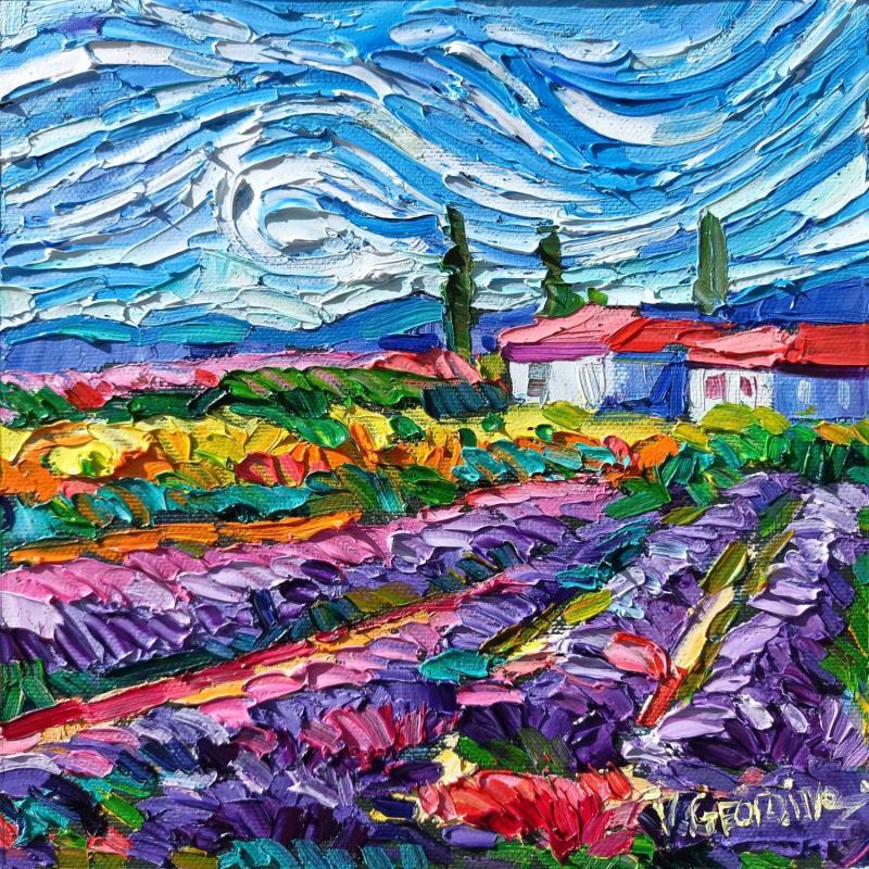 Peinture Lavender in Provence par Georgieva Vanya | Tableau Figuratif Paysages Huile